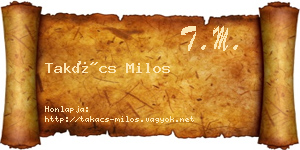 Takács Milos névjegykártya